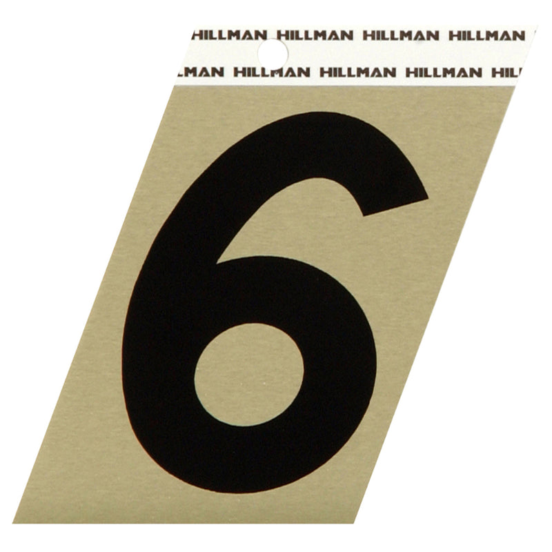 HILLMAN 3 in. Reflective Black Vinyl Self-Adhesive Number 6 1 pc, Pack of 3