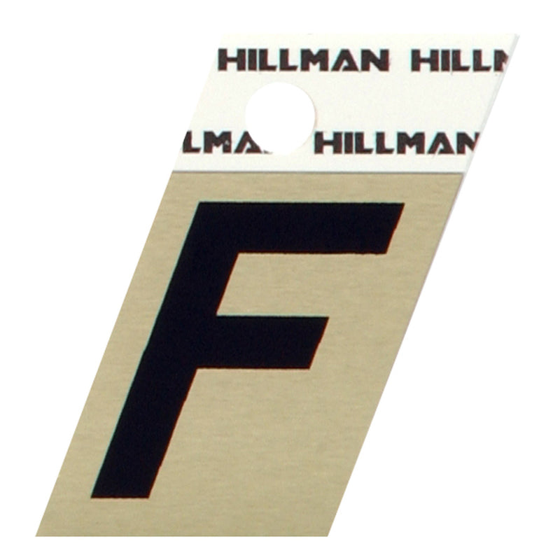 HILLMAN 1.5 in. Reflective Black Aluminum Self-Adhesive Letter F 1 pc, Pack of 6