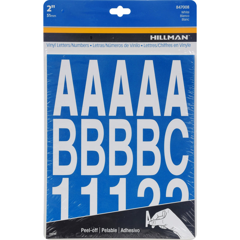 HILLMAN 2 in. White Vinyl Self-Adhesive Letter and Number Set 0-9, A-Z 205 pc, Pack of 6
