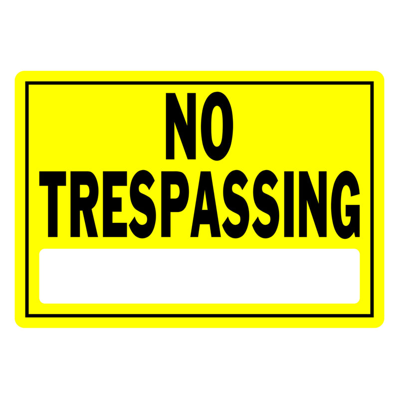 HILLMAN English Yellow No Trespassing Sign 10 in. H X 14 in. W, Pack of 6
