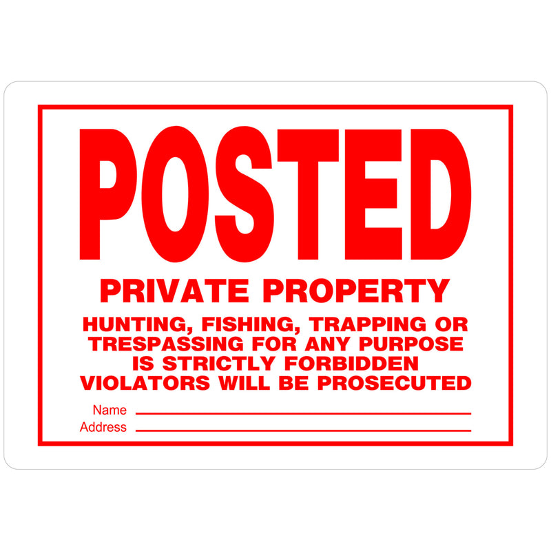 HILLMAN English White Private Property Sign 10 in. H X 14 in. W, Pack of 6