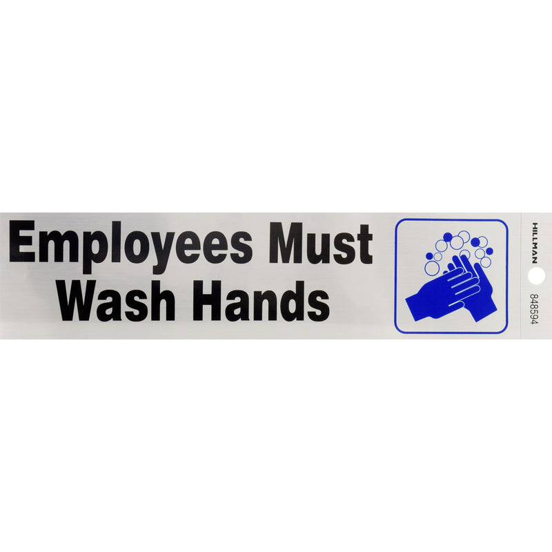 HILLMAN English Silver Health Safety Decal 2 in. H X 8 in. W, Pack of 6