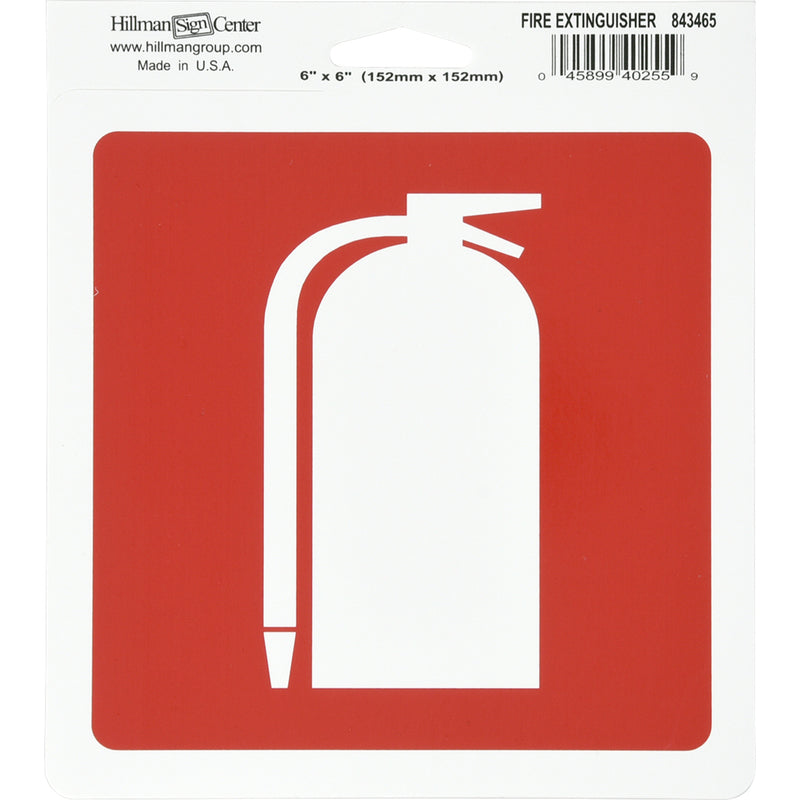 HILLMAN English Red/White Fire Extinguisher Sign 6 in. H X 6 in. W, Pack of 6