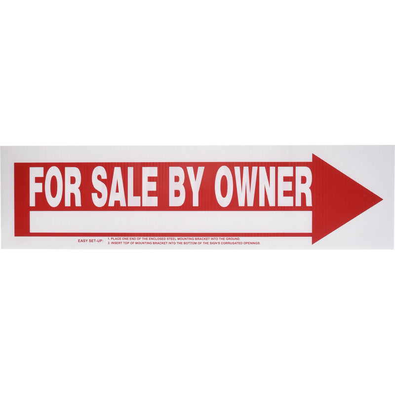 HILLMAN English Red/White For Sale Sign 6 in. H X 24 in. W, Pack of 6