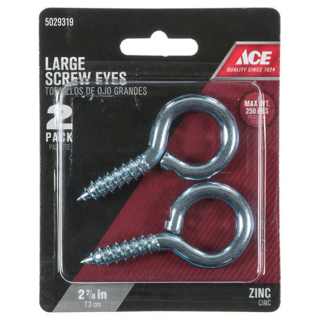 Ace 3/8 in. D X 2-7/8 in. L Zinc-Plated Steel Screw Eye 250 lb. cap. 2 pk, Pack of 5