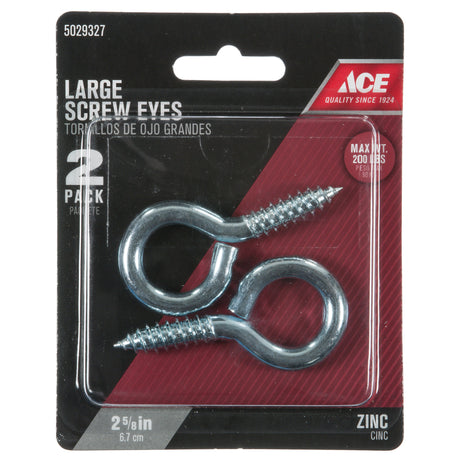 Ace 11/32 in. D X 2-5/8 in. L Zinc-Plated Steel Screw Eye 200 lb. cap. 2 pk, Pack of 5
