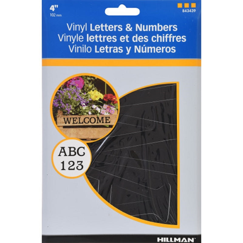 HILLMAN 4 in. Black Vinyl Self-Adhesive Letter and Number Set 0-9, A-Z 88 pc, Pack of 6