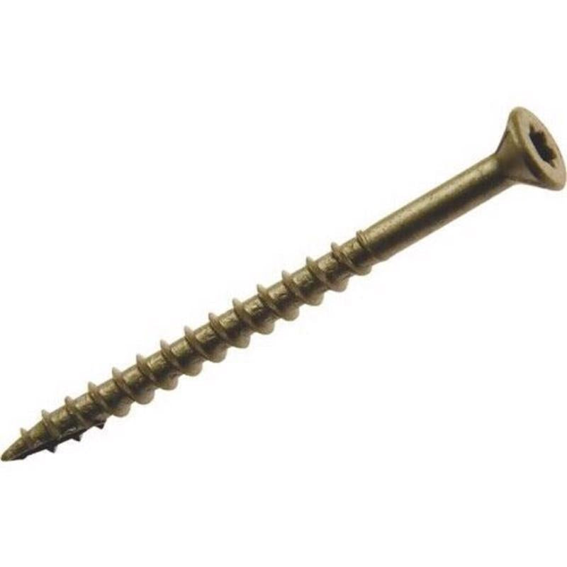 Grip-Rite PrimeGuard Plus No. 9 wire X 3 in. L Gold Star Flat Head Deck Screws 1 lb, Pack of 12