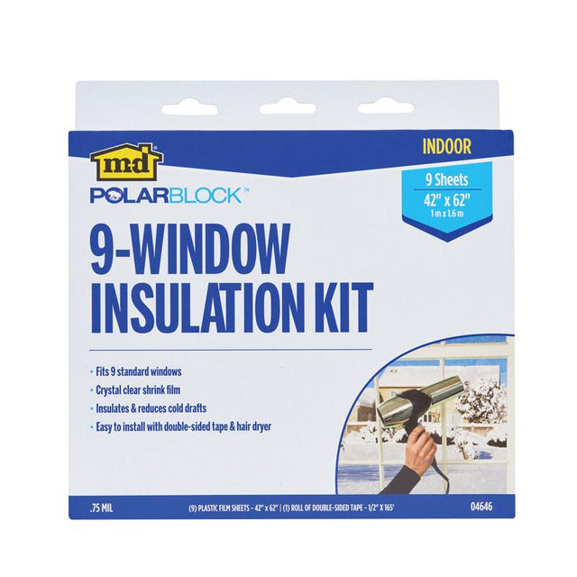 M-D Building Products Clear 9-Window Indoor Insulation Kit 62 in. W X 42 in. L, Pack of 6