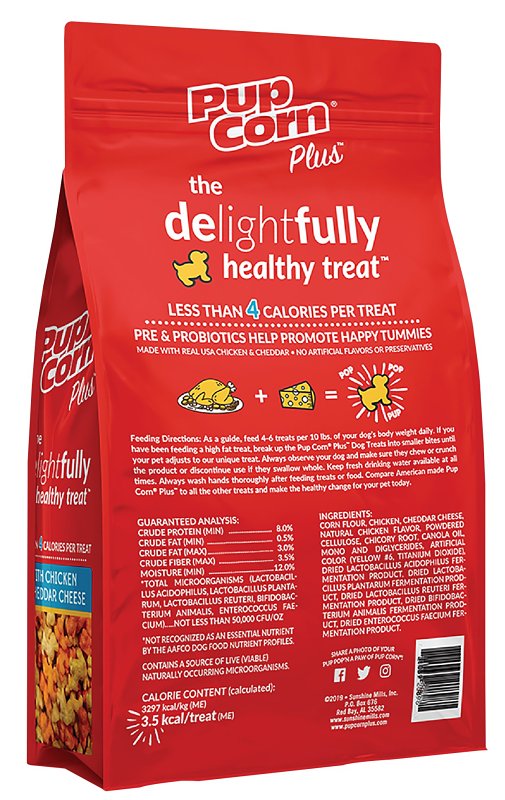 Pupcorn Plus 738039208981 Dog Treat, Cheddar Cheese, Chicken Flavor, 27 oz Case