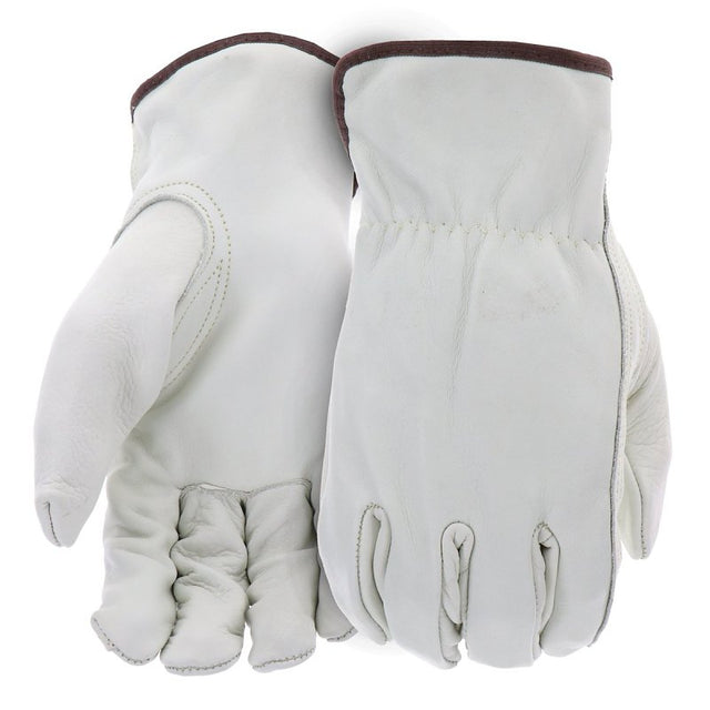 Boss B81192-L Work Gloves, Men's, L, 8 to 8-3/8 in L, Keystone Thumb, Slip-On Cuff, Cowhide Leather, Natural