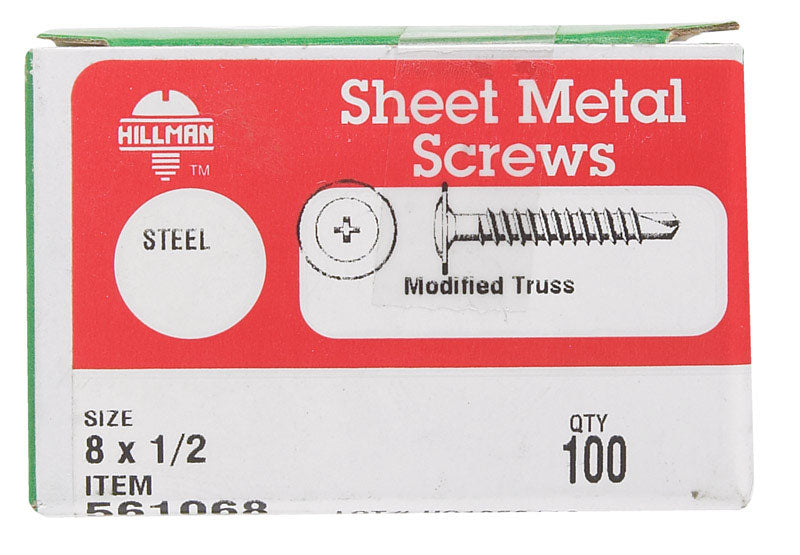 HILLMAN No. 8 X 1/2 in. L Phillips Truss Head Self-Drilling Screws 100 pk