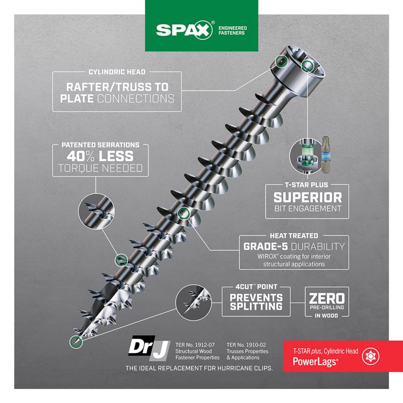 SPAX Truss No. 14 Label X 6-1/4 in. L Star Round Head Serrated Construction Screws