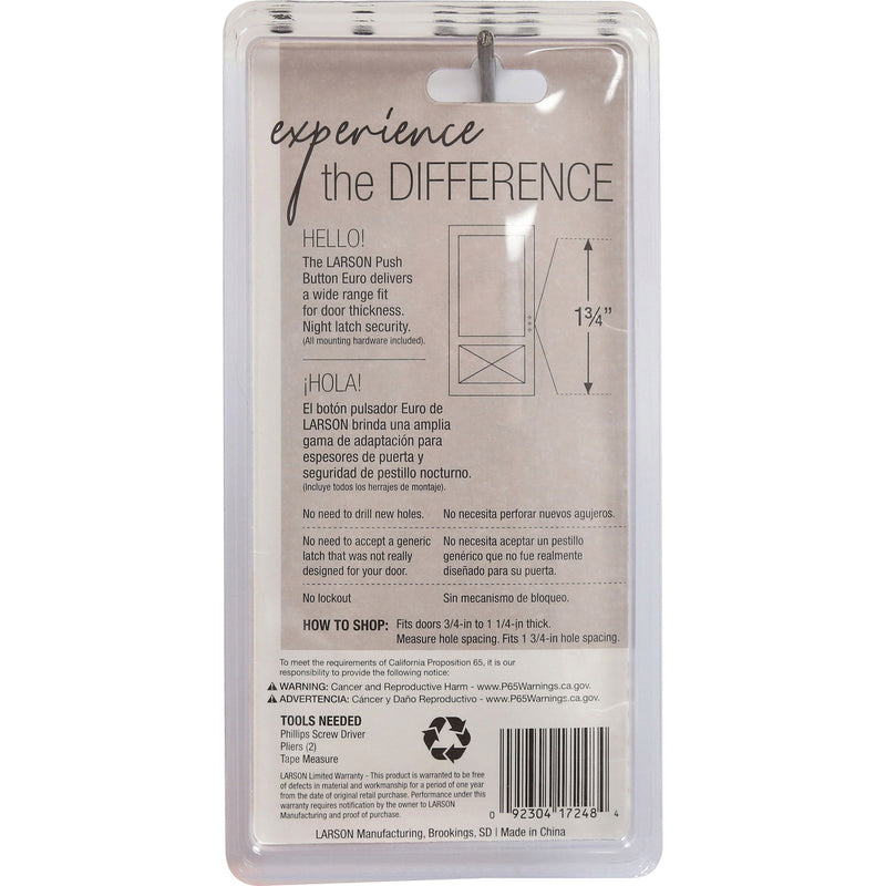 Larson Euro Zinc-Plated Black Zinc Push Button Latch 1 pk