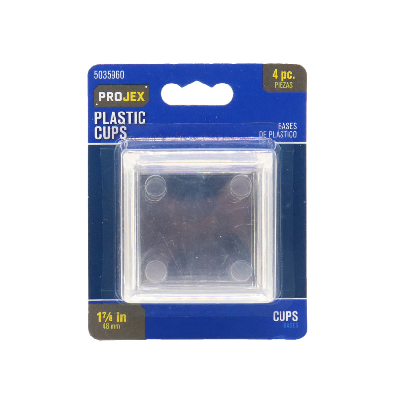Projex Plastic Caster Cup Clear Square 1-7/8 in. W X 1-7/8 in. L 4 pk