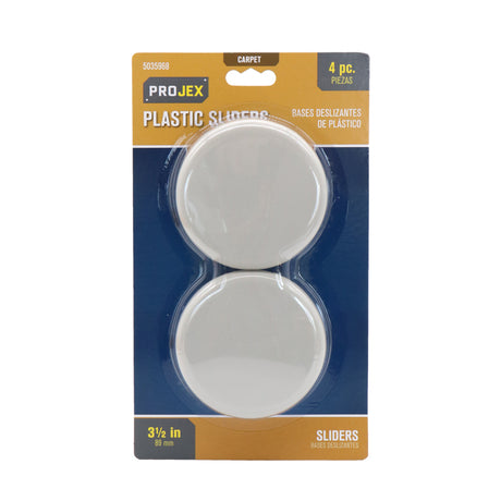 Projex White 3-1/2 in. Adhesive Plastic Chair Glide 4 pk