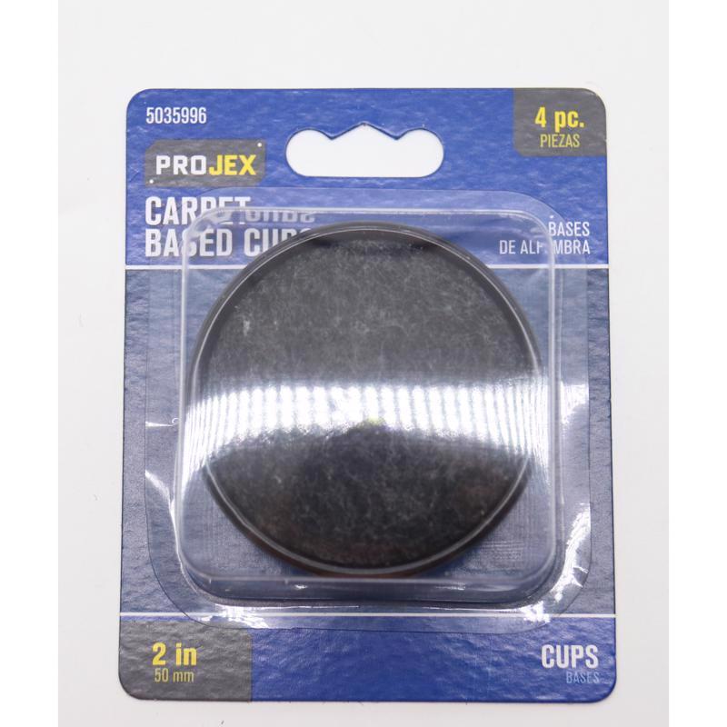 Projex Plastic Caster Cup Black Round 2 in. W 4 pk