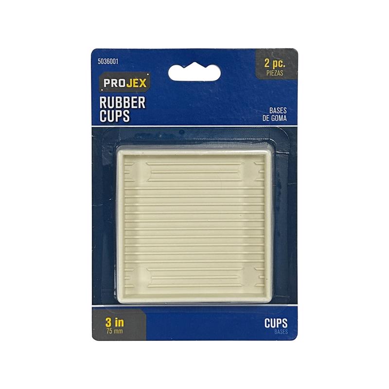 Projex Rubber Caster Cup White Square 3 in. W X 3 in. L 2 pk