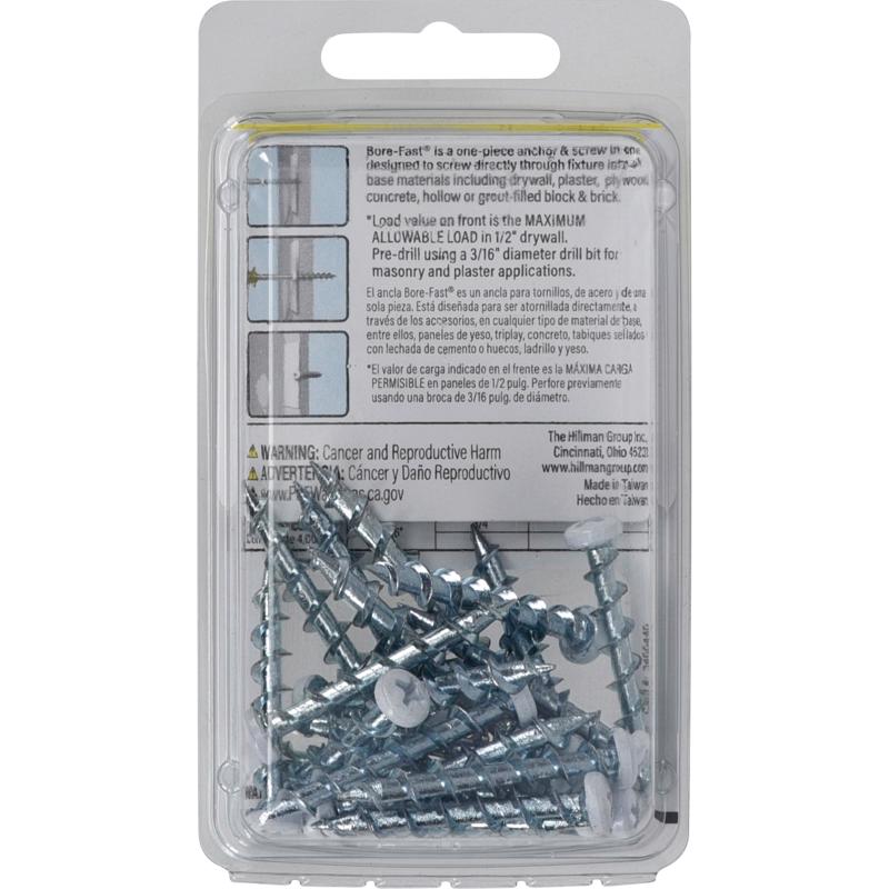 Bore-Fast 3/16 in. D X 1-1/2 in. L Steel Pan Head Screw and Anchor 25 pc, Pack of 5