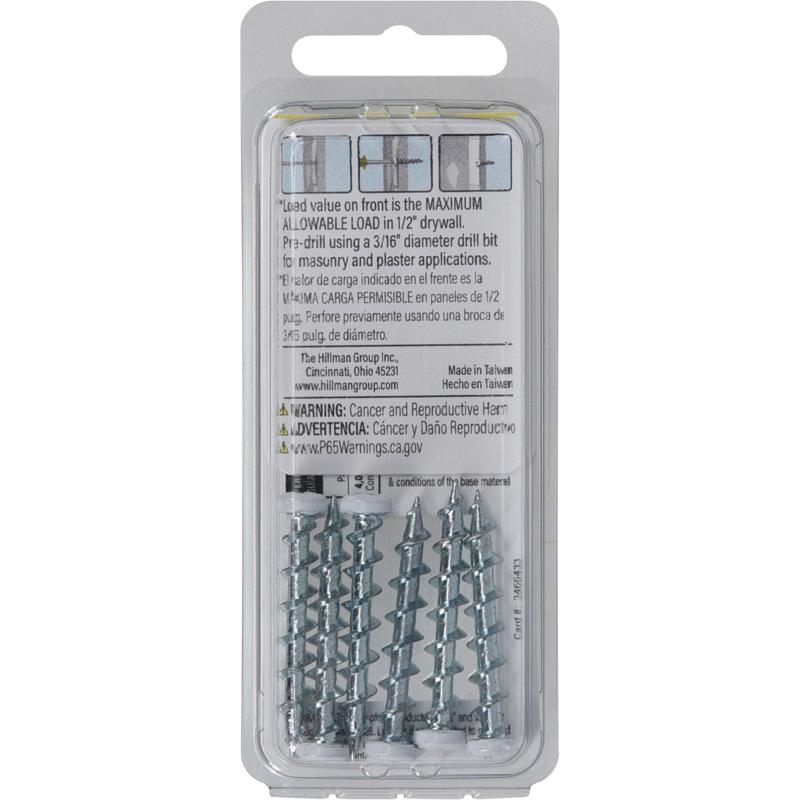 Bore-Fast 3/16 in. D X 1-1/2 in. L Steel Pan Head Screw and Anchor 6 pc, Pack of 10