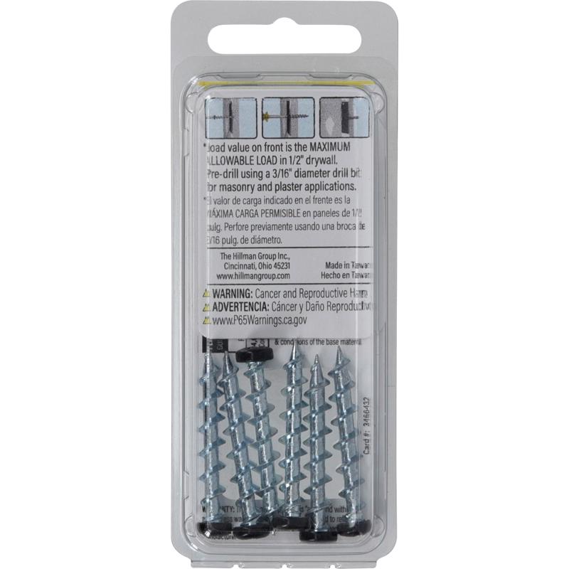 Bore-Fast 3/16 in. D X 1-1/2 in. L Steel Pan Head Screw and Anchor 6 pc, Pack of 10