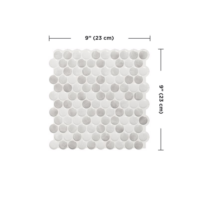 Smart Tiles 8.95 in. W X 8.97 in. L Gray Glazed Vinyl Adhesive Wall Tile 4 pc, Pack of 6