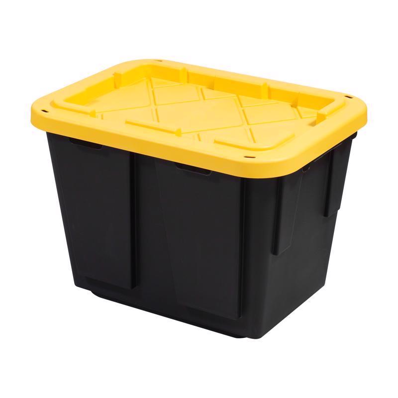 Greenmade Pro. Grade 12 gal Black/Yellow Snap Lock Storage Box 14.7 in. H X 15 in. W X 20.5 in. D St, Pack of 4