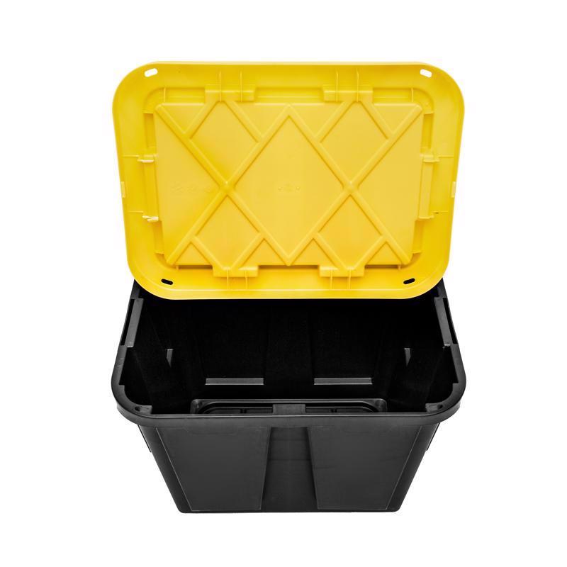 Greenmade Pro. Grade 12 gal Black/Yellow Snap Lock Storage Box 14.7 in. H X 15 in. W X 20.5 in. D St, Pack of 4