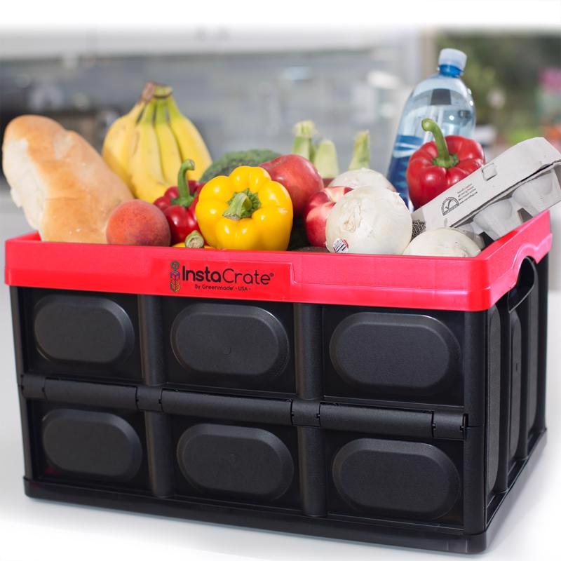 Greenmade InstaCrate 12 gal Black/Red Folding Crate 11.7 in. H X 14.2 in. W X 21 in. D Stackable, Pack of 4