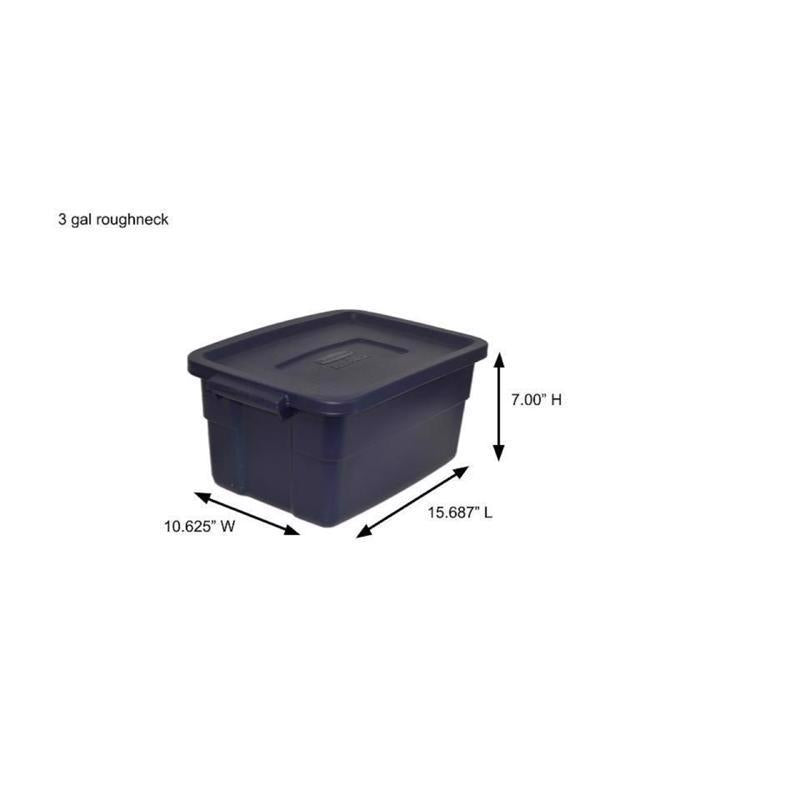 Rubbermaid Roughneck 3 gal Navy Storage Box 7 in. H X 10.625 in. W X 15.687 in. D Stackable, Pack of 6