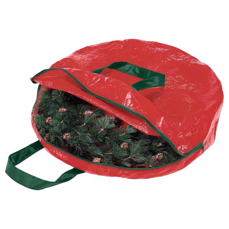 Whitmor Black/Red Wreath Storage Bag 17  H X 8 in. W X 1.8 in. D, Pack of 6