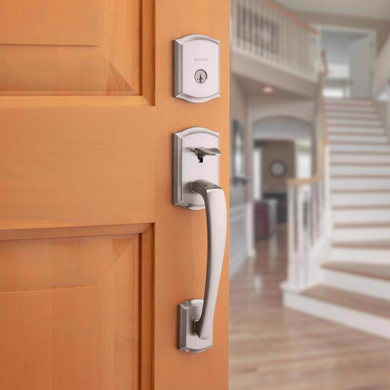 Kwikset Prescott Satin Nickel Entry Handleset 1-3/4 in.