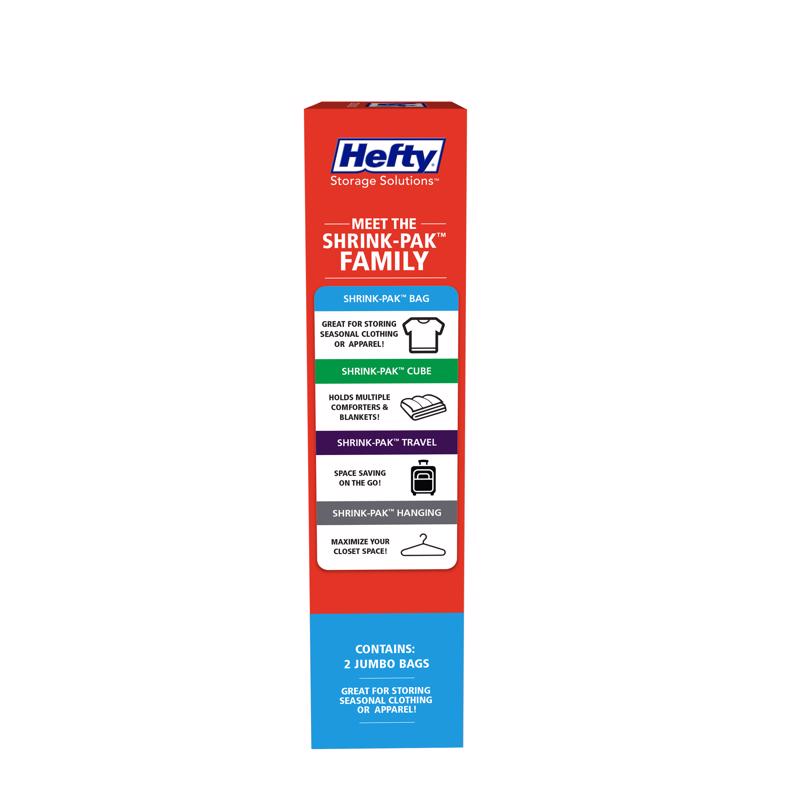 Hefty Shrink-Pak Clear Jumbo Vacuum Cube Storage Bags, Pack of 3