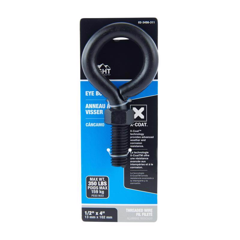 Wright 1/2 in. X 4 in. L Black Steel Eyebolt Nut Included