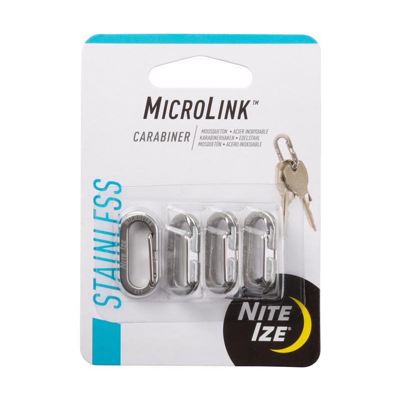 Nite Ize Micro Link Stainless Steel Silver Carabiner Key Chain, Pack of 4