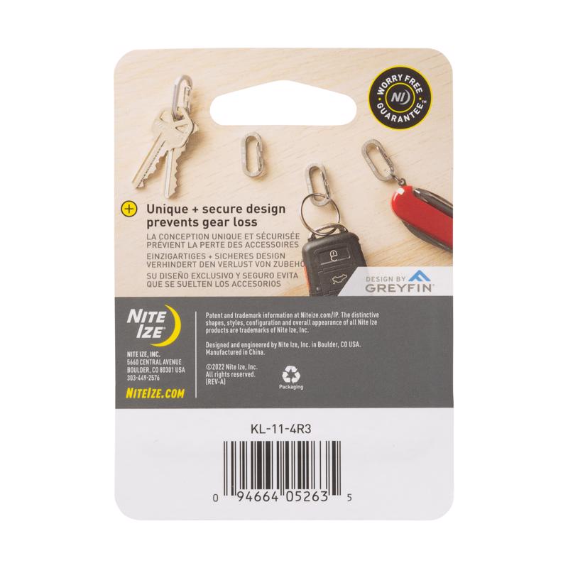 Nite Ize Micro Link Stainless Steel Silver Carabiner Key Chain, Pack of 4