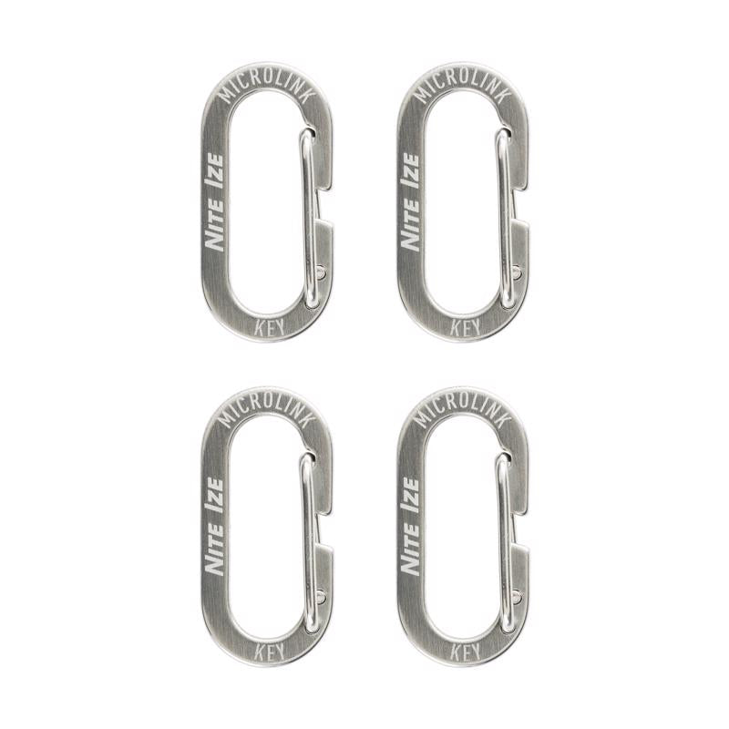 Nite Ize Micro Link Stainless Steel Silver Carabiner Key Chain, Pack of 4