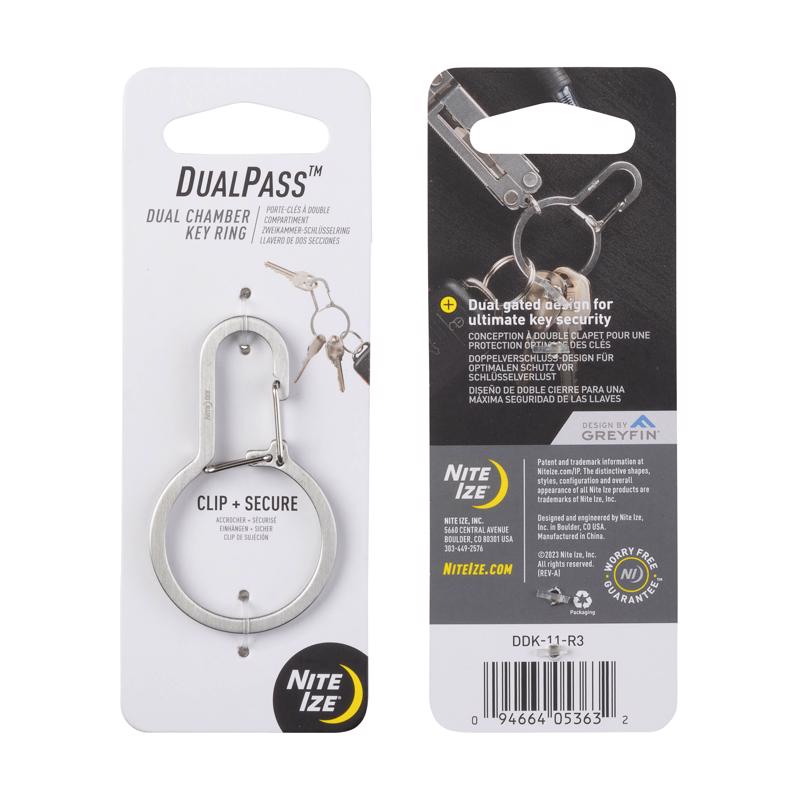 Nite Ize DualPass Stainless Steel Silver Key Ring, Pack of 4