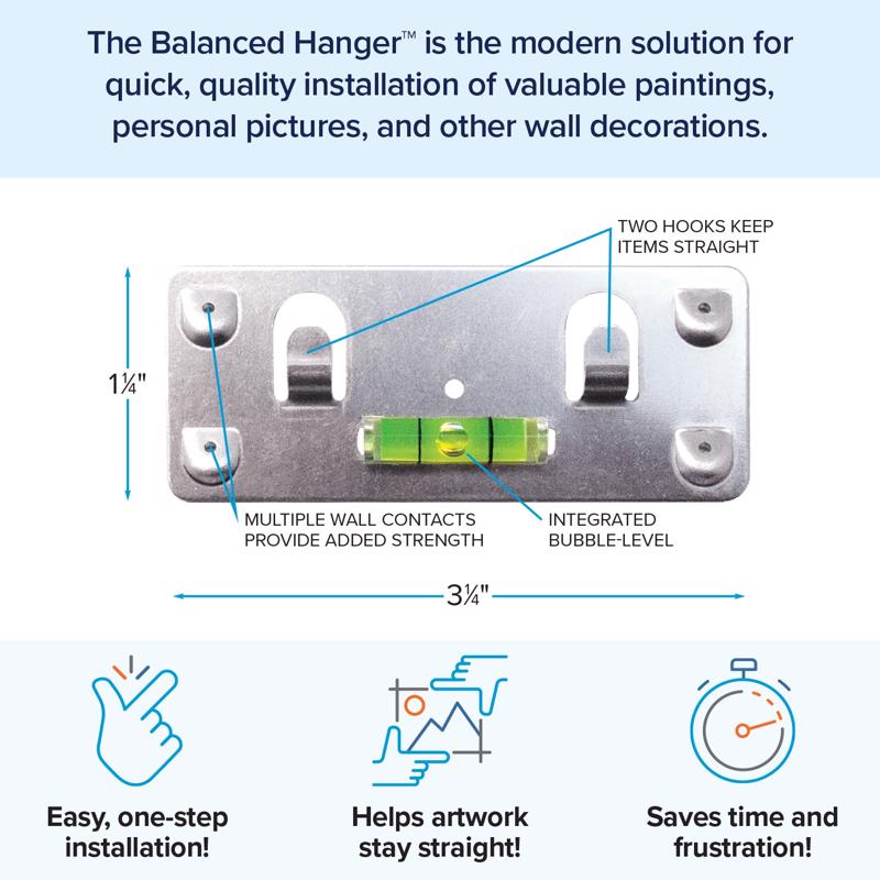 Balanced Hanger Always Level Metallic Silver Heavy Duty Mirror/Picture Hanging Kit 75 lb 1 pk