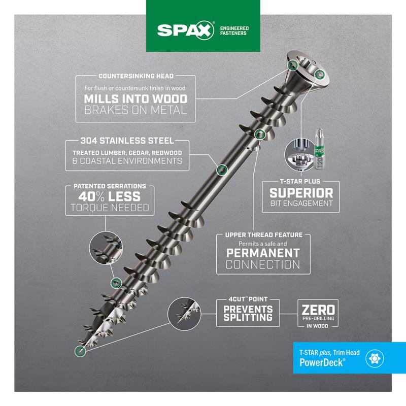 SPAX PowerDeck No. 10 cu in X 2-1/2 in. L Silver Star Trim Head Deck Screws 1 lb 83 pc