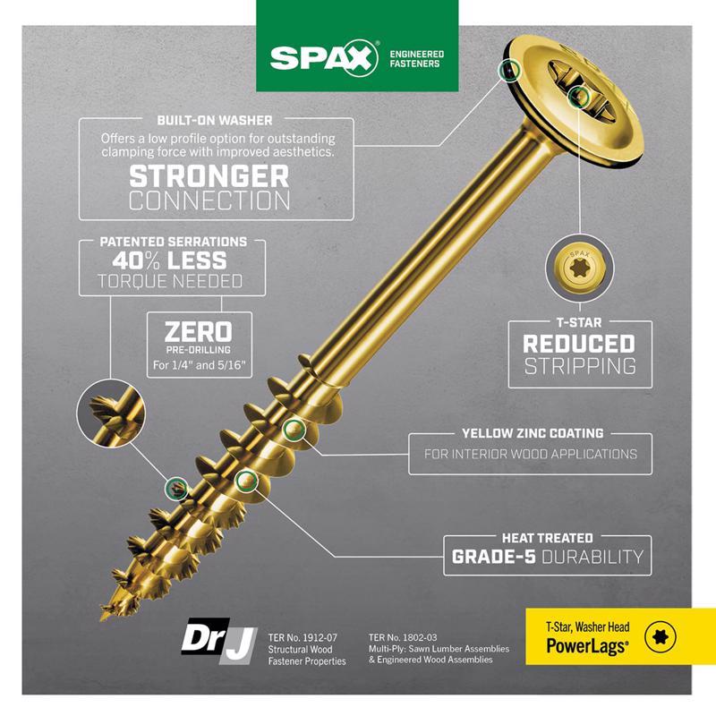 SPAX PowerLags 1/4 in. in. X 3 in. L T-30 Washer Head Serrated Construction Screws
