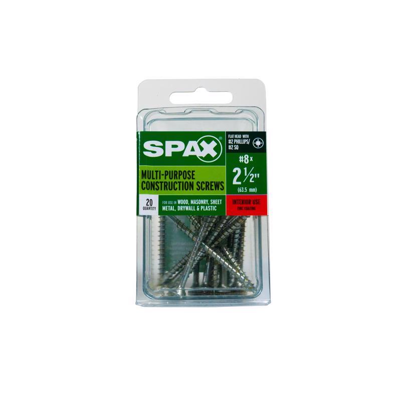 SPAX Multi-Material No. 8 in. X 2-1/2 in. L Phillips/Square Flat Head Serrated Construction Screws