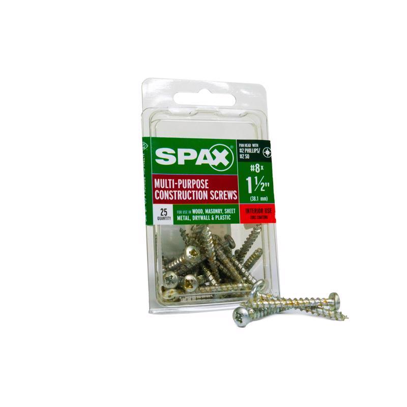 SPAX Multi-Material No. 8 in. X 1-1/2 in. L Phillips/Square Pan Head Serrated Construction Screws