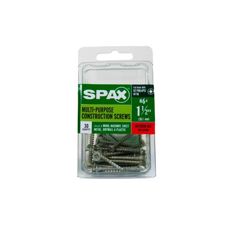 SPAX Multi-Material No. 6 in. X 1-1/2 in. L Phillips/Square Flat Head Serrated Construction Screws