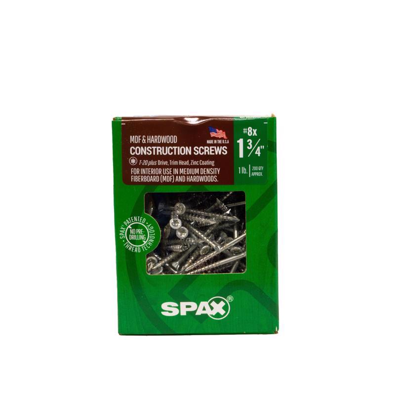 SPAX MDF No. 8 in. X 1-3/4 in. L T-20+ Trim Head Serrated Construction Screws