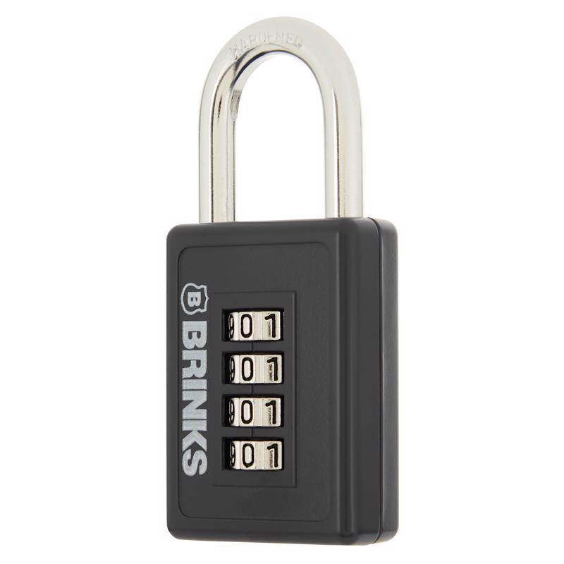 Brinks 2-1/8 in. H X 1-5/8 in. W X 3/4 in. L Die-Cast Zinc 4-Dial Combination Padlock