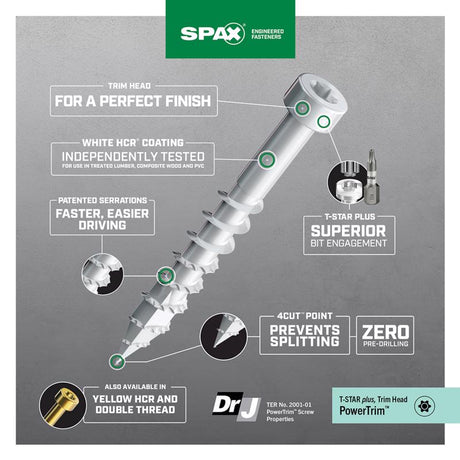 SPAX PowerTrim No. 8 Label X 2 in. L Star Trim Head Serrated Trim Screws