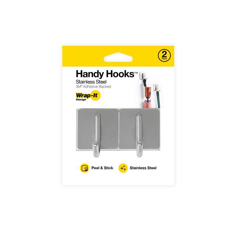 Wrap-It Handy Hook 1.75 in. L Silver Stainless Steel Hook 2 pk
