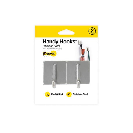 Wrap-It Handy Hook 1.75 in. L Silver Stainless Steel Hook 2 pk
