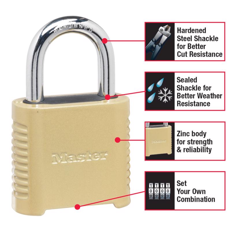Master Lock 1.13 in. H X 2 in. W X 6.56 in. L Steel 4-Dial Combination Combination Padlock